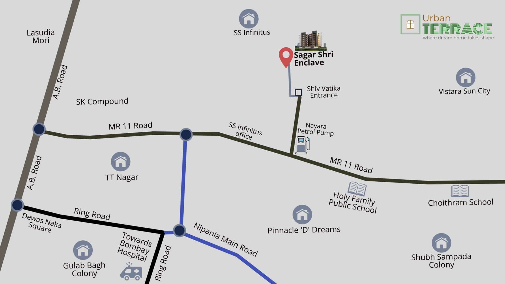 location map sagar shri enclave indore